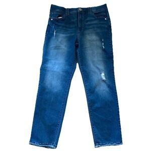 Democracy Jeans Women's 12 "Ab"solution Technology Blue Straight Crop Distressed
